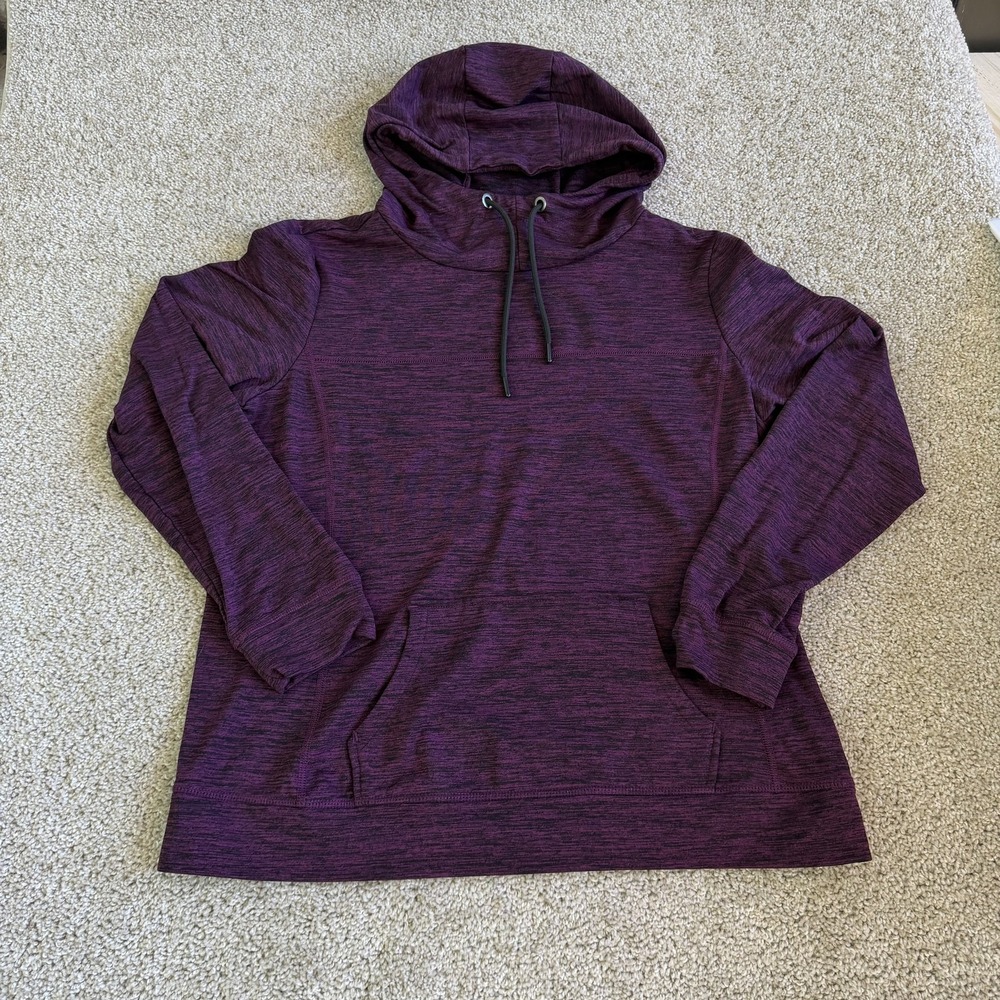 Crane Hoodie Womens Medium Purple Fleece Kangaroo Pocket Stretch Pullover